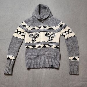 TNA Aritzia Sea to Sky Zip Front Wool Cardigan Sweater Grey Sz Small